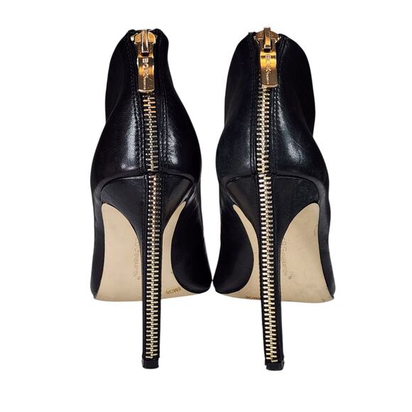 BDBGeneration Pump sz 6 Women‎ Conrad Stilleto Heel Black Leather Gold Zipper 4" - Picture 5 of 12
